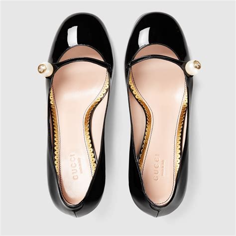 gucci mid heel pumps|gucci patent leather heels.